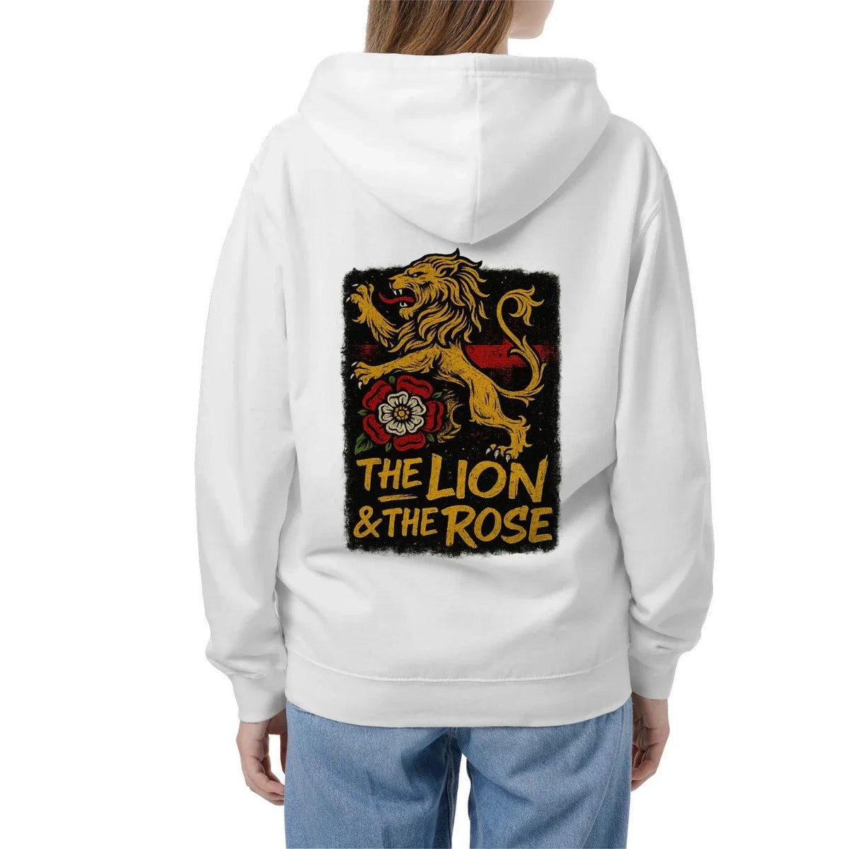English Lion Zip Hoodie - Rose Premium Unisex Streetwear - Celtic Wolfwear