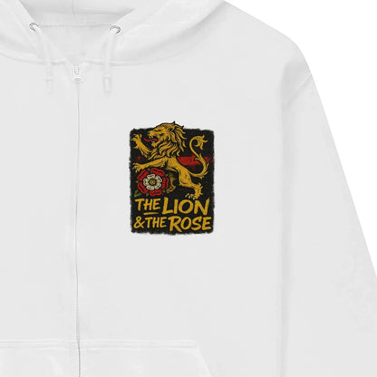 English Lion Zip Hoodie - Rose Premium Unisex Streetwear - Celtic Wolfwear