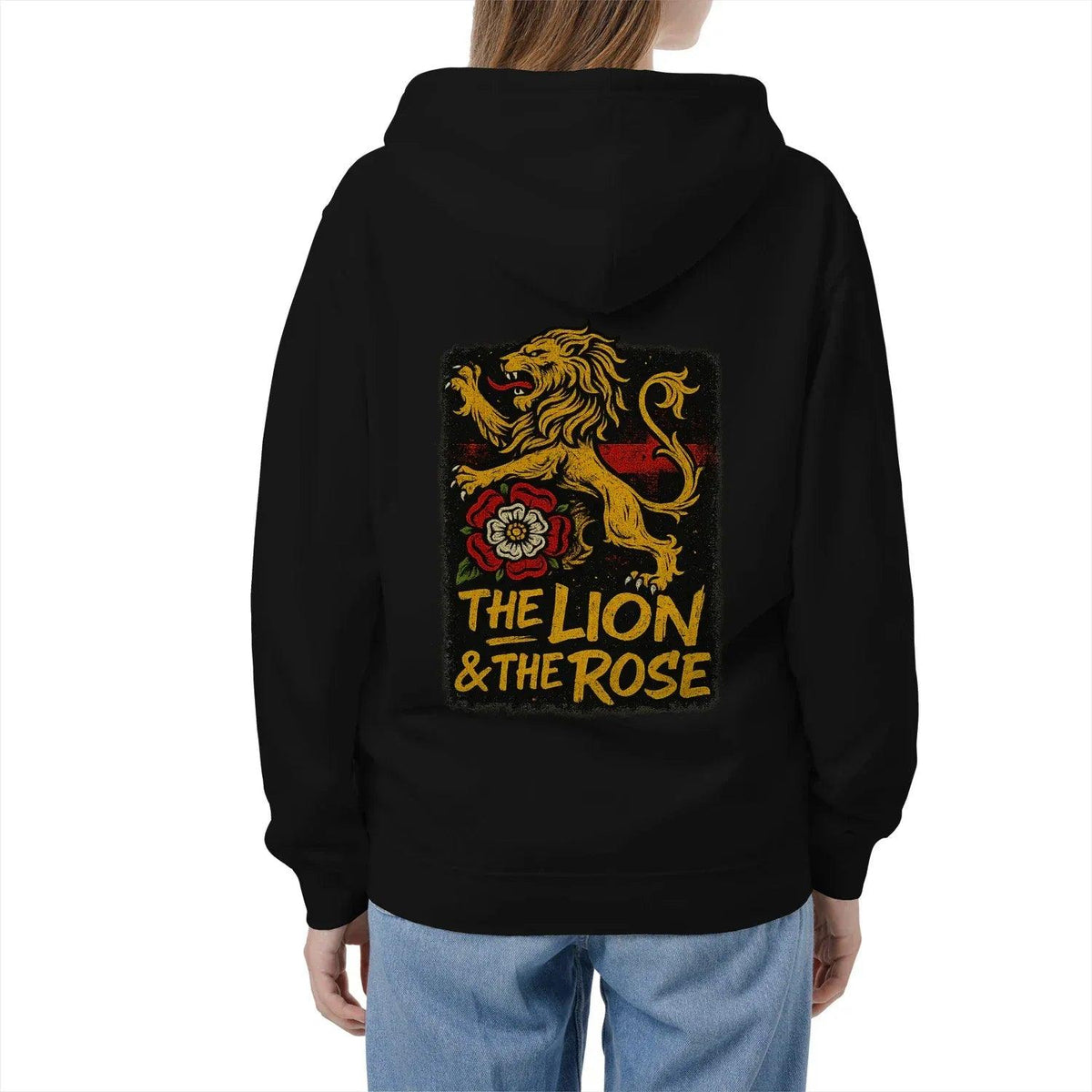 English Lion Zip Hoodie - Rose Premium Unisex Streetwear - Celtic Wolfwear