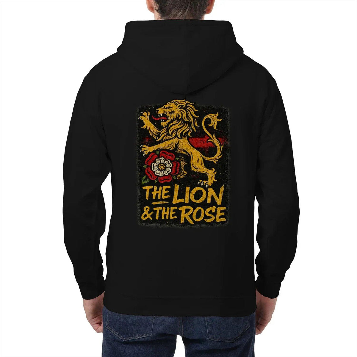 English Lion Zip Hoodie - Rose Premium Unisex Streetwear - Celtic Wolfwear