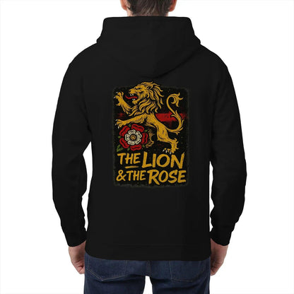 English Lion Zip Hoodie - Rose Premium Unisex Streetwear - Celtic Wolfwear