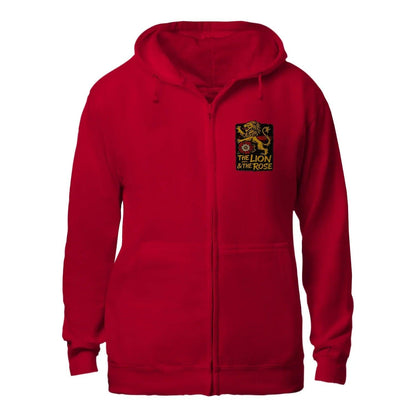 English Lion Zip Hoodie - Rose Premium Unisex Streetwear - Celtic Wolfwear