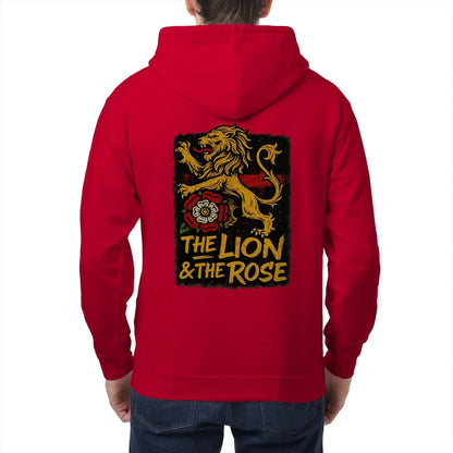 English Lion Zip Hoodie - Rose Premium Unisex Streetwear - Celtic Wolfwear
