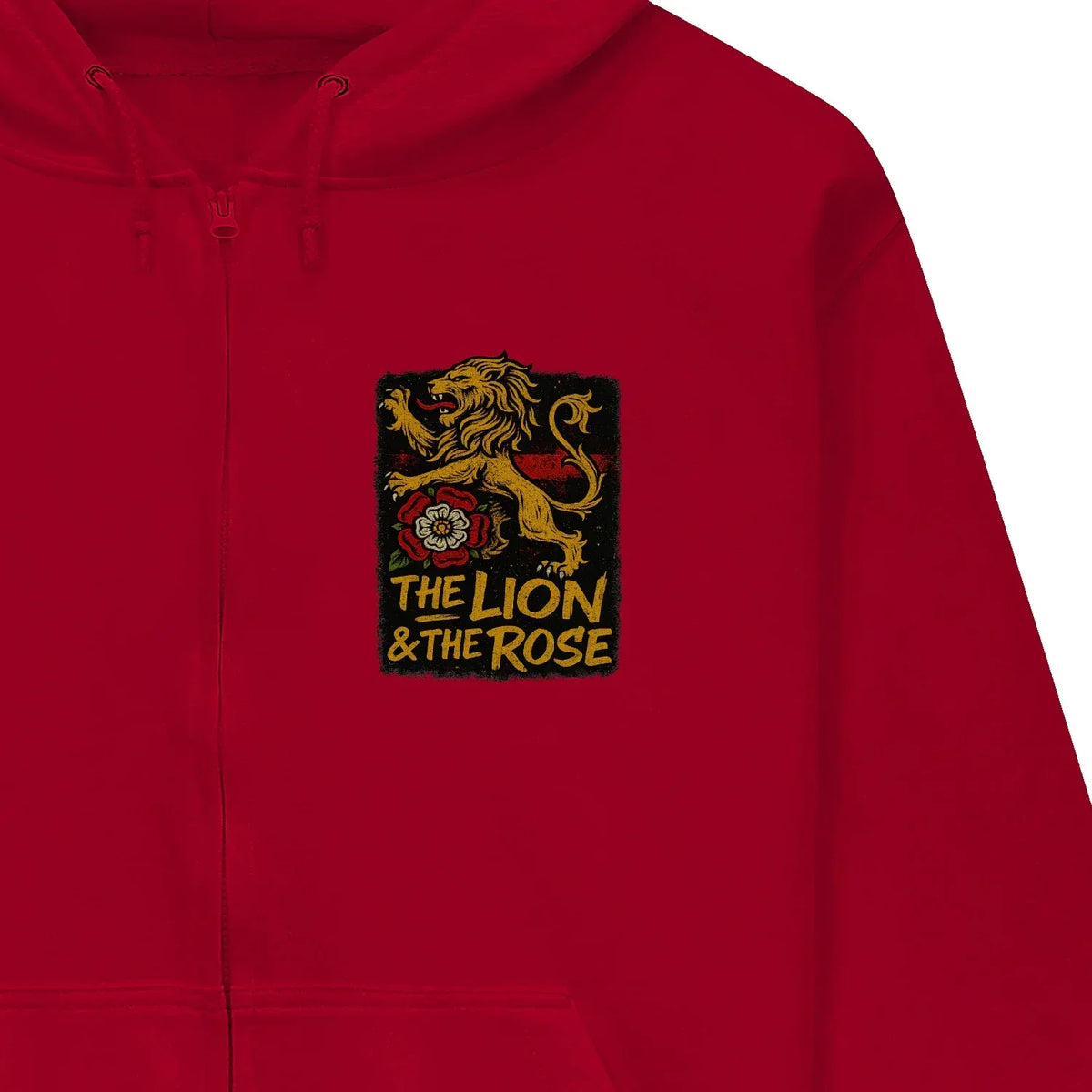 English Lion Zip Hoodie - Rose Premium Unisex Streetwear - Celtic Wolfwear