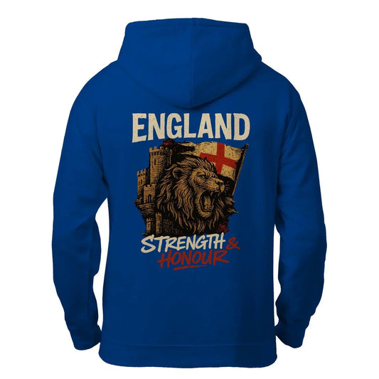 English Lion Zip Hoodie - Strength, Heritage Streetwear - Celtic Wolfwear
