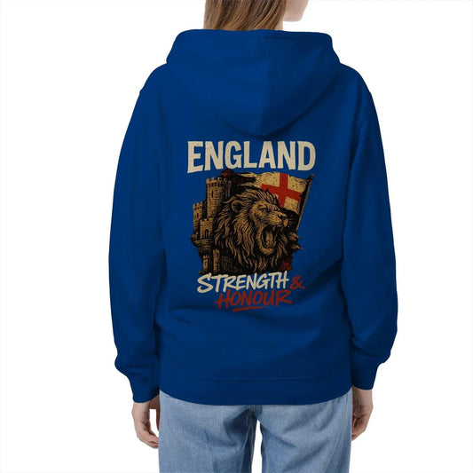 English Lion Zip Hoodie - Strength, Heritage Streetwear - Celtic Wolfwear
