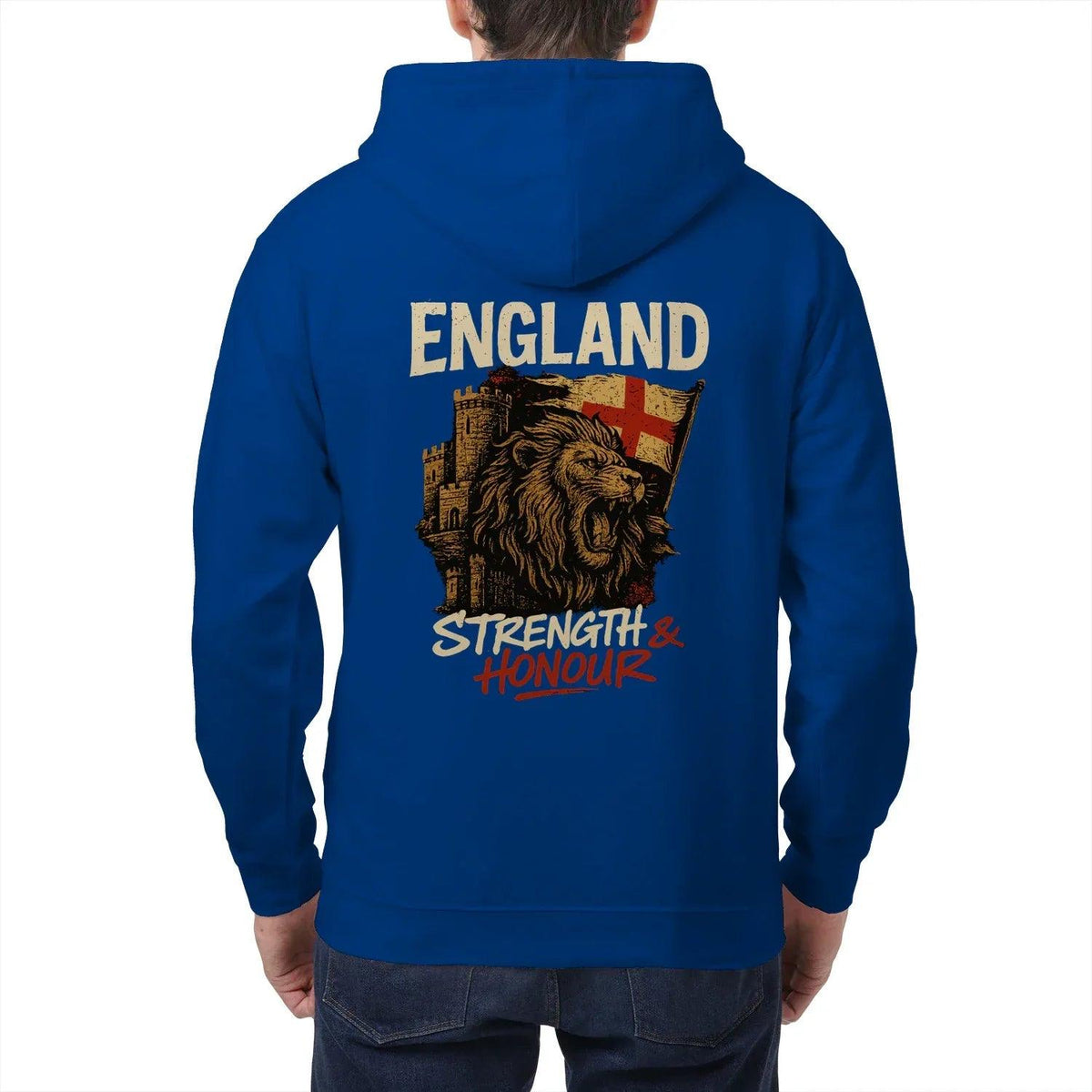 English Lion Zip Hoodie - Strength, Heritage Streetwear - Celtic Wolfwear