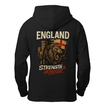 English Lion Zip Hoodie - Strength, Heritage Streetwear - Celtic Wolfwear