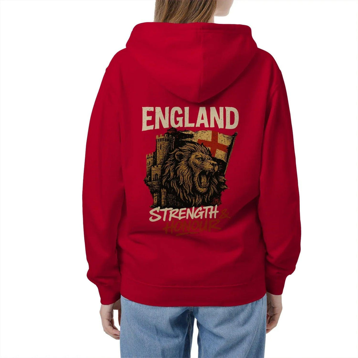 English Lion Zip Hoodie - Strength, Heritage Streetwear - Celtic Wolfwear