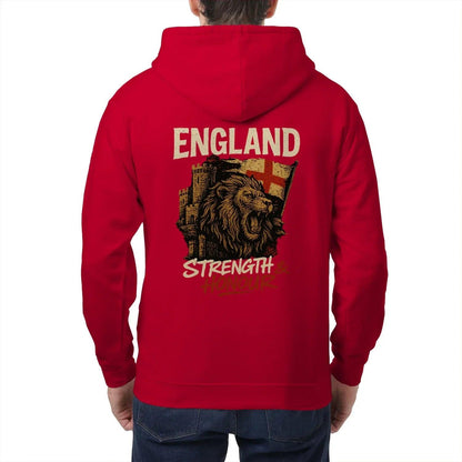English Lion Zip Hoodie - Strength, Heritage Streetwear - Celtic Wolfwear