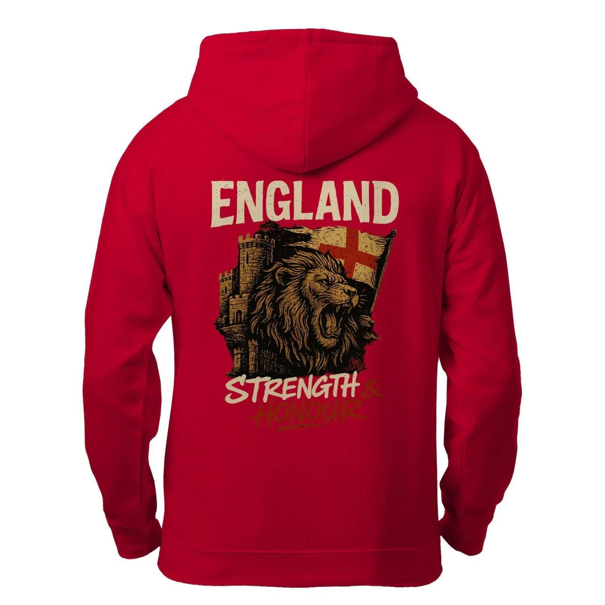 English Lion Zip Hoodie - Strength, Heritage Streetwear - Celtic Wolfwear