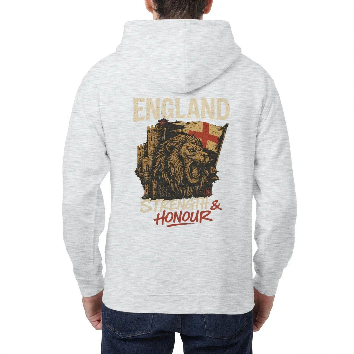 English Lion Zip Hoodie - Strength, Heritage Streetwear - Celtic Wolfwear