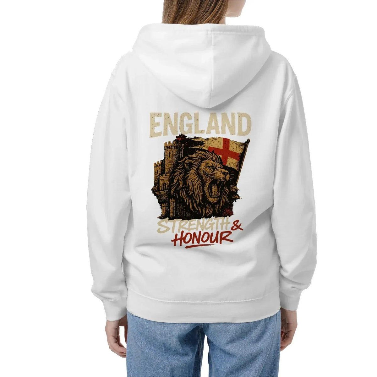 English Lion Zip Hoodie - Strength, Heritage Streetwear - Celtic Wolfwear