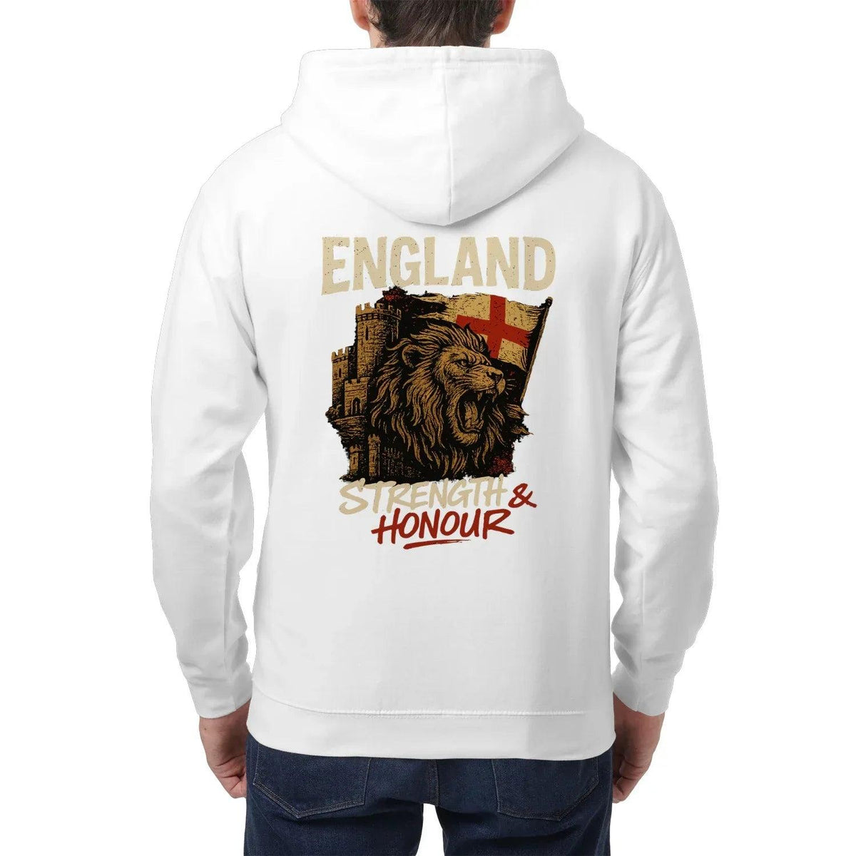 English Lion Zip Hoodie - Strength, Heritage Streetwear - Celtic Wolfwear