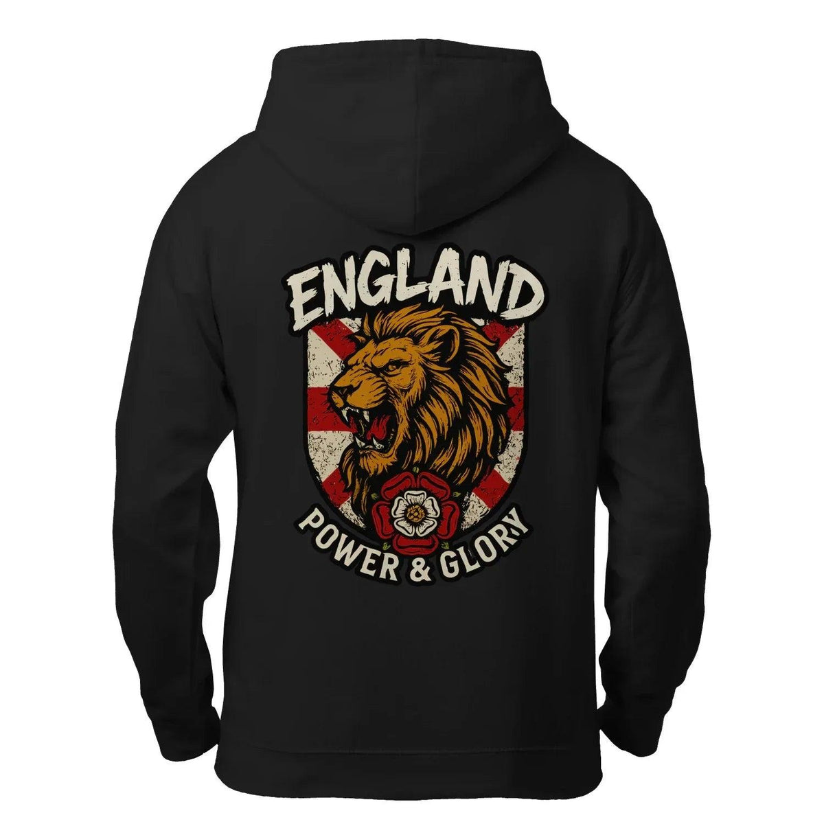 English Lion Zip Hoodie - White Badge Unisex Streetwear - Celtic Wolfwear