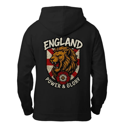 English Lion Zip Hoodie - White Badge Unisex Streetwear - Celtic Wolfwear