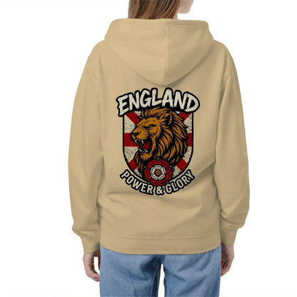 English Lion Zip Hoodie - White Badge Unisex Streetwear - Celtic Wolfwear