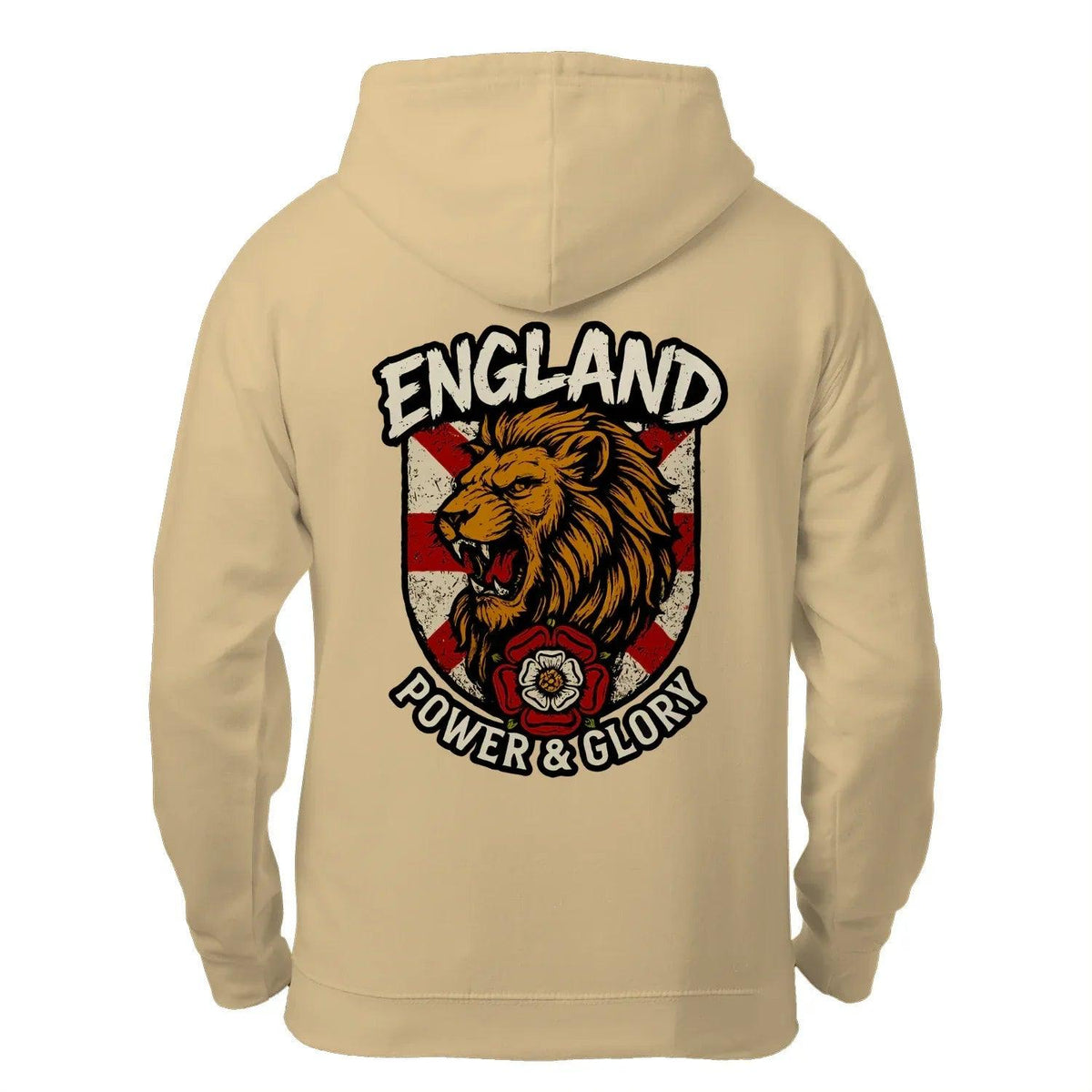 English Lion Zip Hoodie - White Badge Unisex Streetwear - Celtic Wolfwear