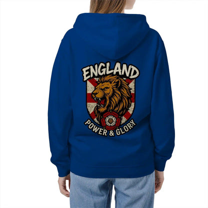English Lion Zip Hoodie - White Badge Unisex Streetwear - Celtic Wolfwear