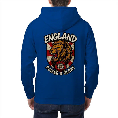 English Lion Zip Hoodie - White Badge Unisex Streetwear - Celtic Wolfwear