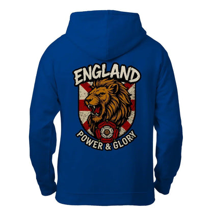 English Lion Zip Hoodie - White Badge Unisex Streetwear - Celtic Wolfwear