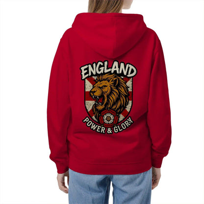 English Lion Zip Hoodie - White Badge Unisex Streetwear - Celtic Wolfwear