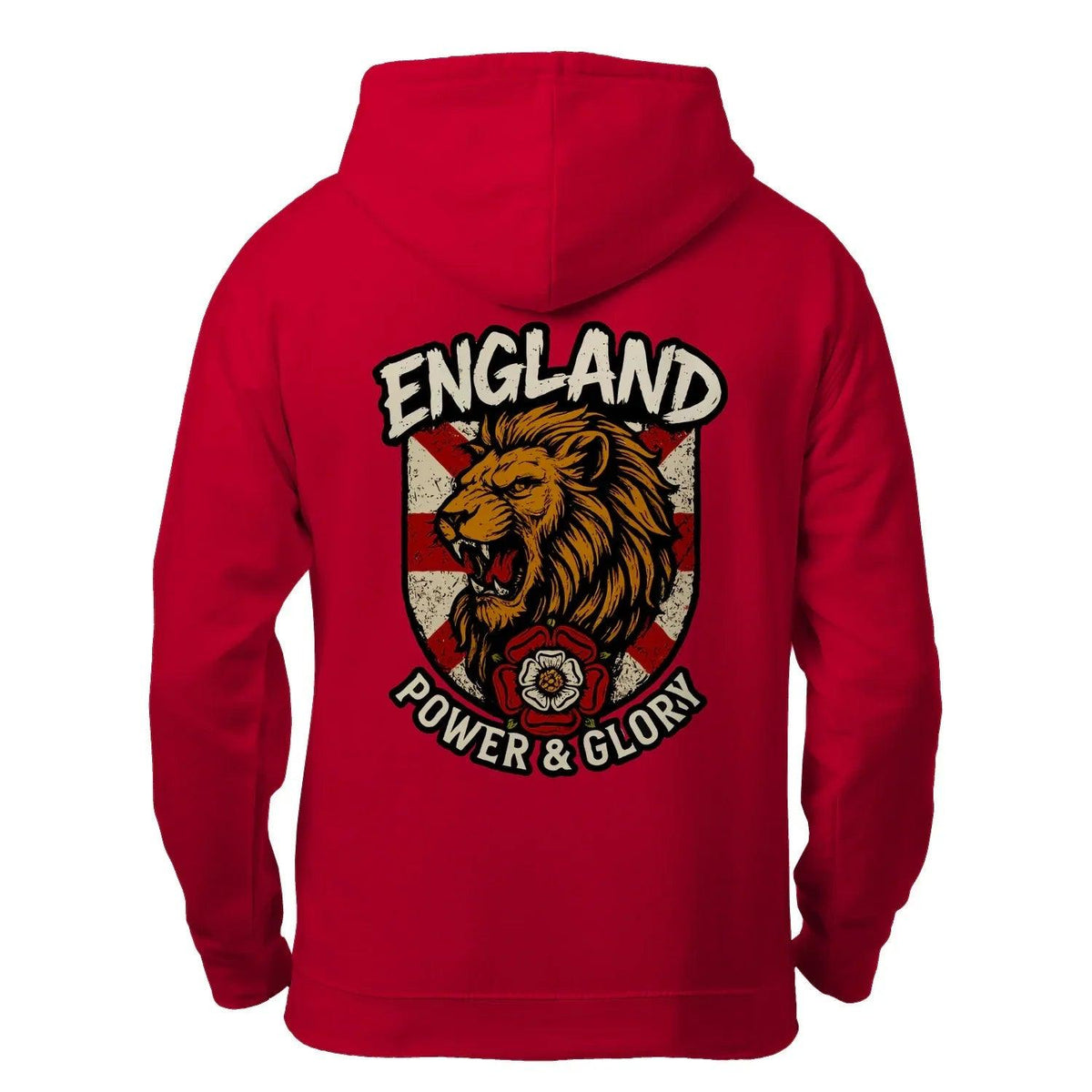 English Lion Zip Hoodie - White Badge Unisex Streetwear - Celtic Wolfwear