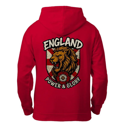 English Lion Zip Hoodie - White Badge Unisex Streetwear - Celtic Wolfwear