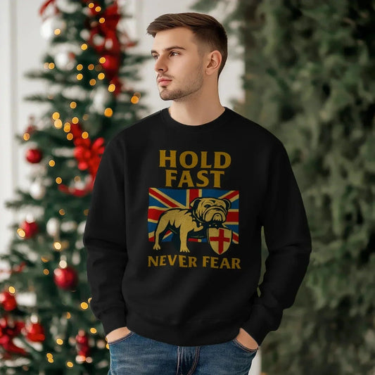 English Sweatshirt - Bulldog Hold Fast Unisex Streetwear - Celtic Wolfwear