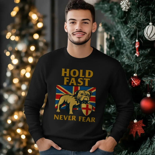 English Sweatshirt - Bulldog Hold Fast Unisex Streetwear - Celtic Wolfwear