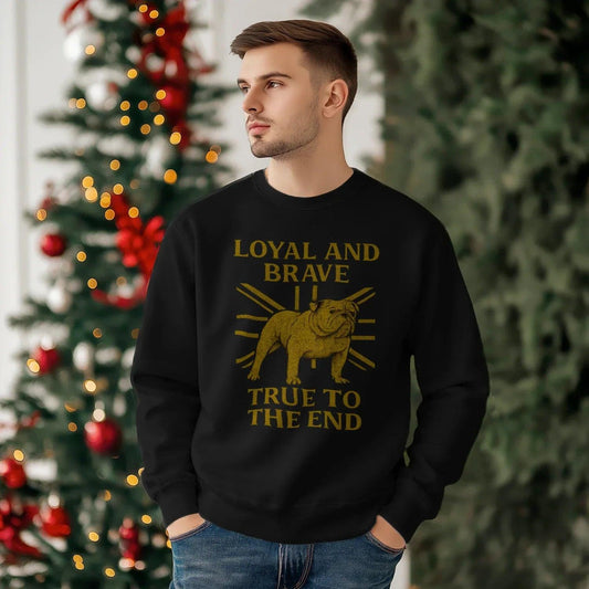 English Sweatshirt - Bulldog Loyal and Brave Rib-hem - Celtic Wolfwear