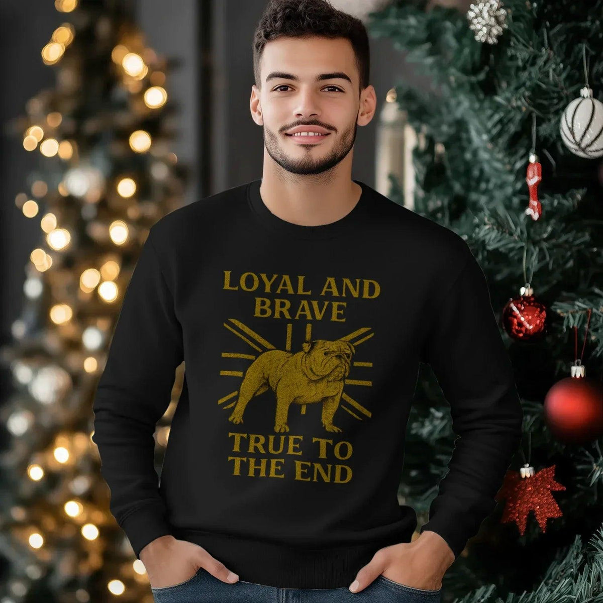 English Sweatshirt - Bulldog Loyal and Brave Rib-hem - Celtic Wolfwear