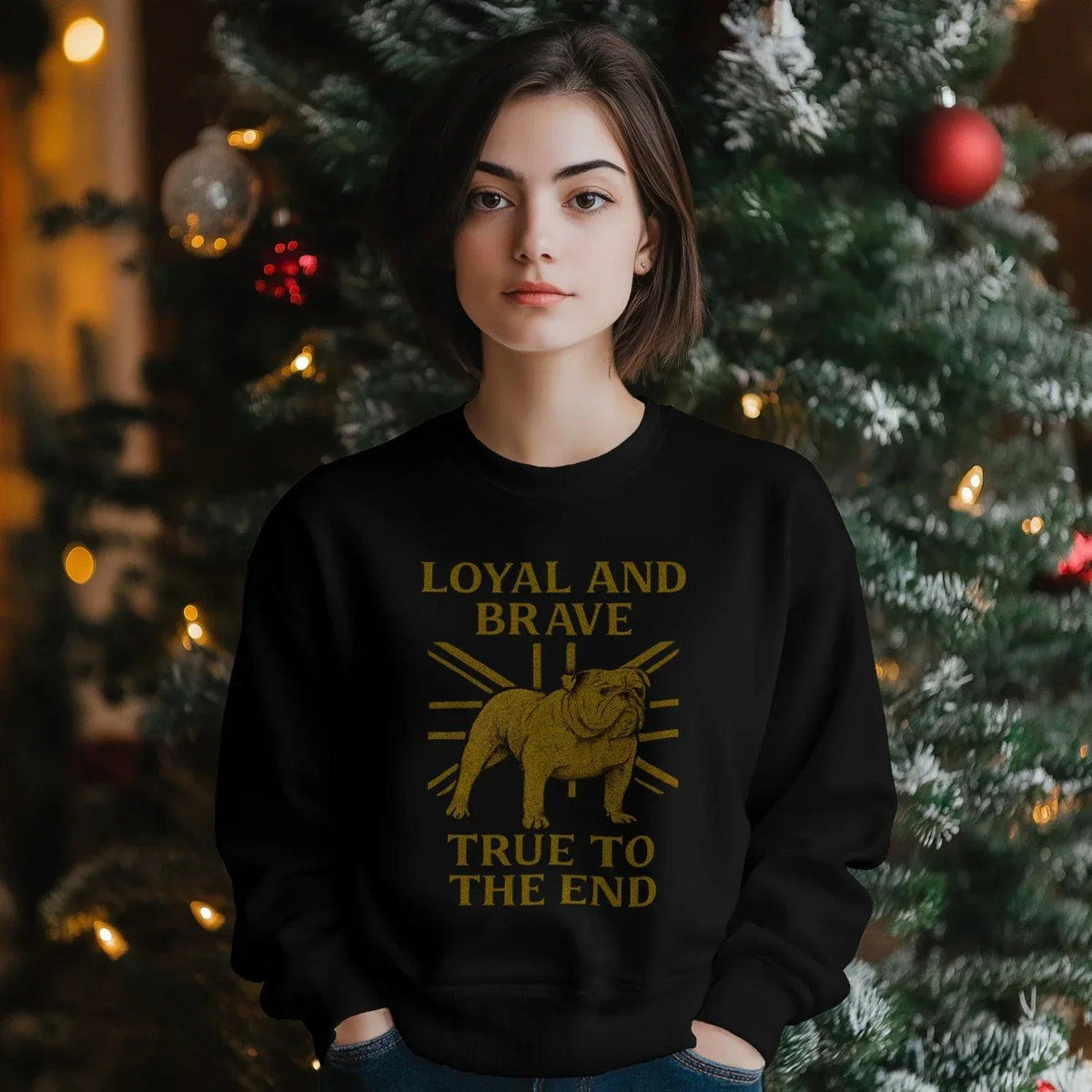 English Sweatshirt - Bulldog Loyal and Brave Rib-hem - Celtic Wolfwear