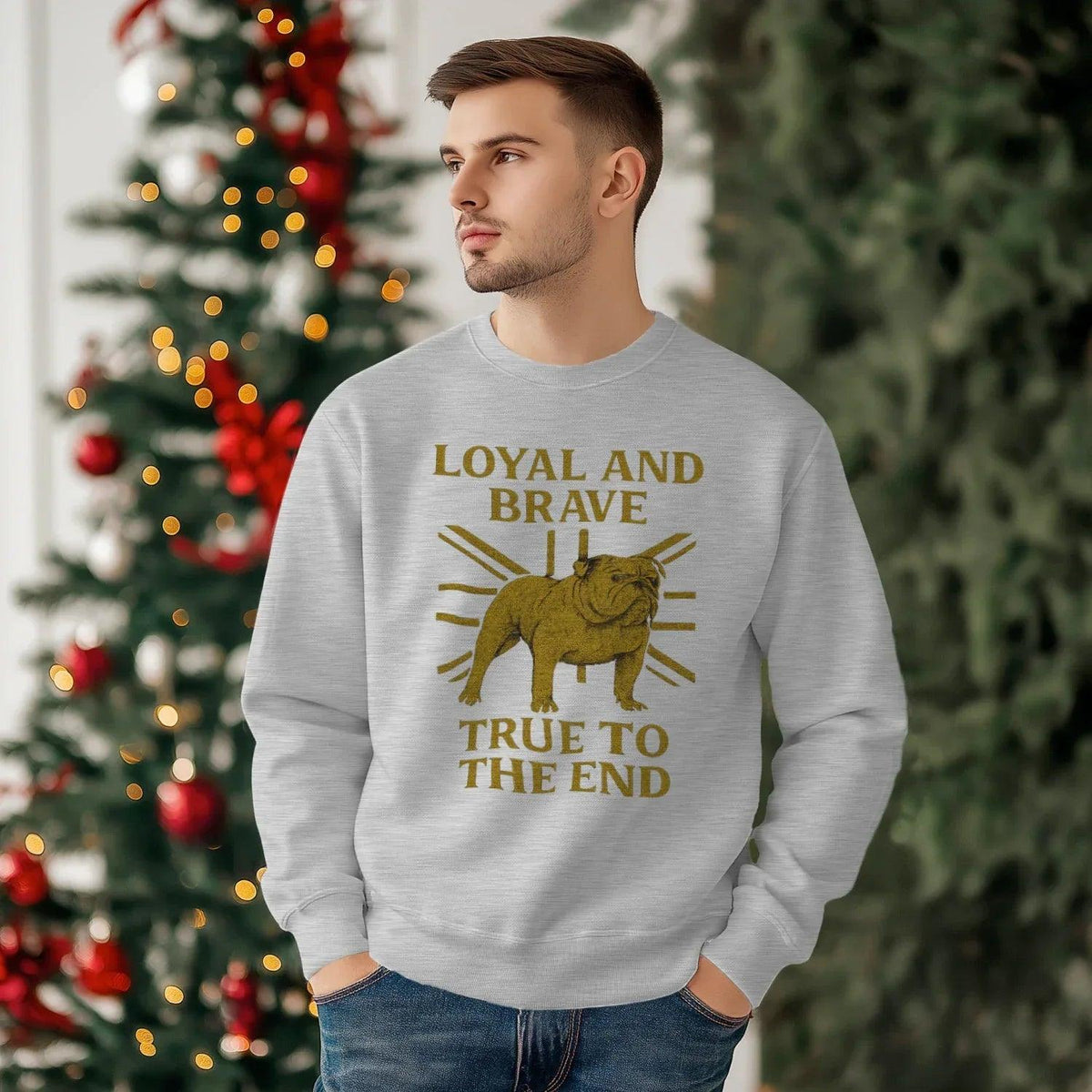 English Sweatshirt - Bulldog Loyal and Brave Rib-hem - Celtic Wolfwear