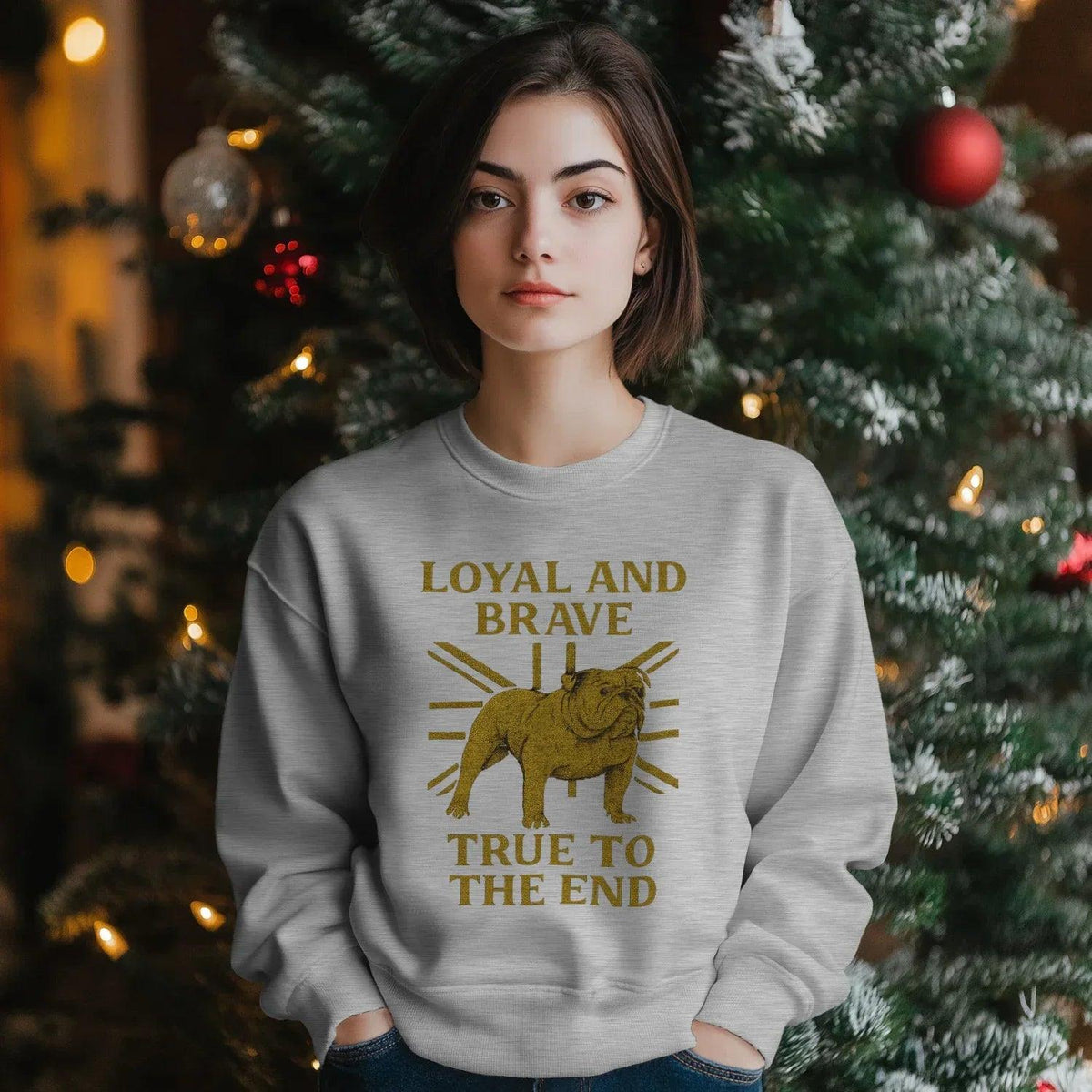 English Sweatshirt - Bulldog Loyal and Brave Rib-hem - Celtic Wolfwear
