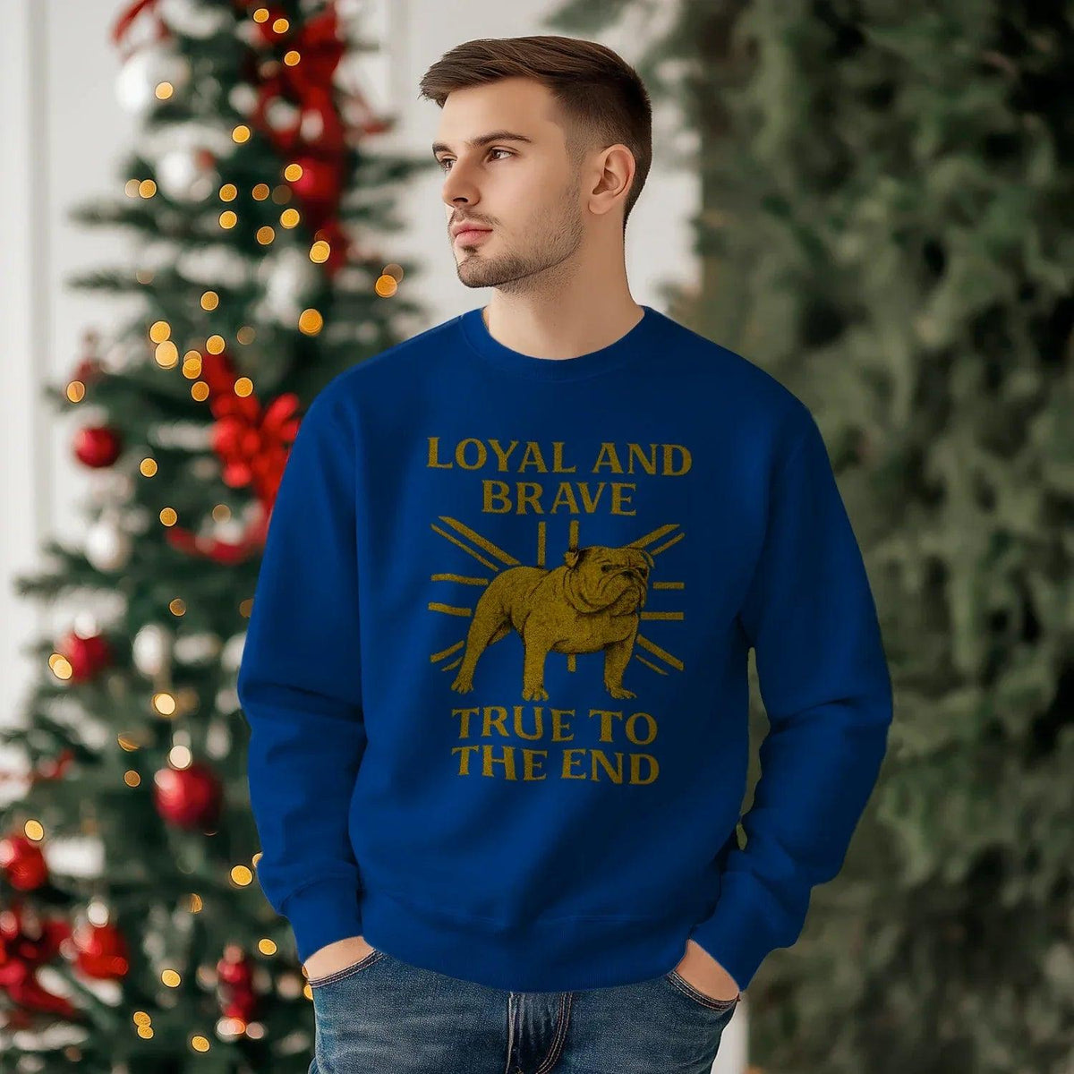 English Sweatshirt - Bulldog Loyal and Brave Rib-hem - Celtic Wolfwear