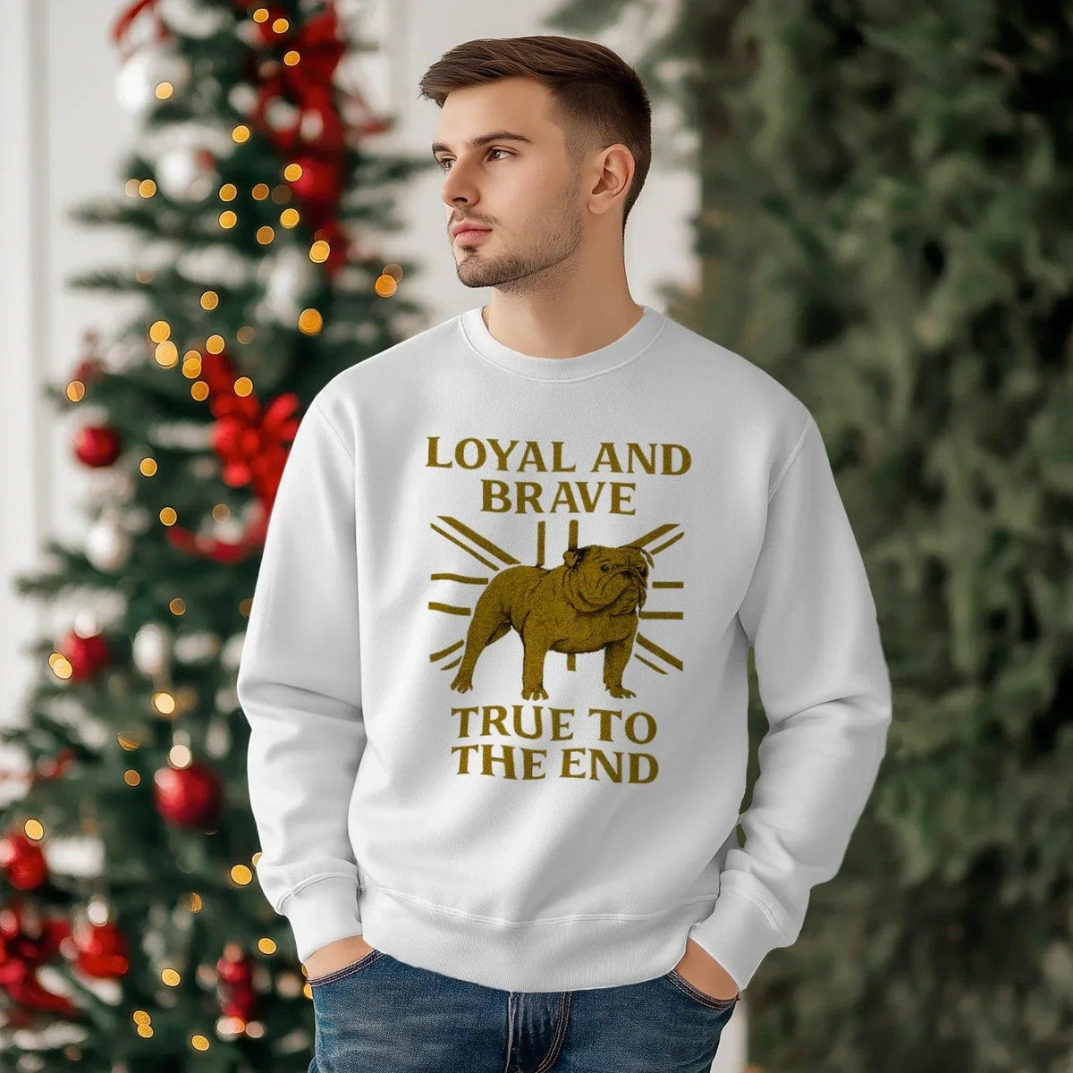 English Sweatshirt - Bulldog Loyal and Brave Rib-hem - Celtic Wolfwear