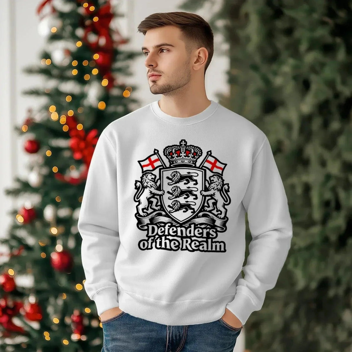 English Sweatshirt - Defenders of the Realm Crew UK Unisex - Celtic Wolfwear