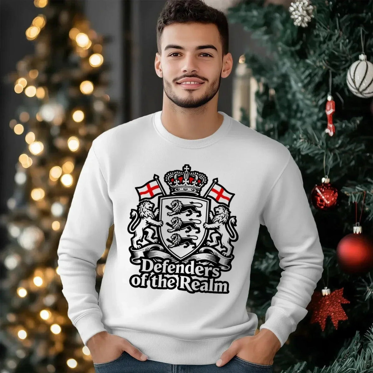 English Sweatshirt - Defenders of the Realm Crew UK Unisex - Celtic Wolfwear