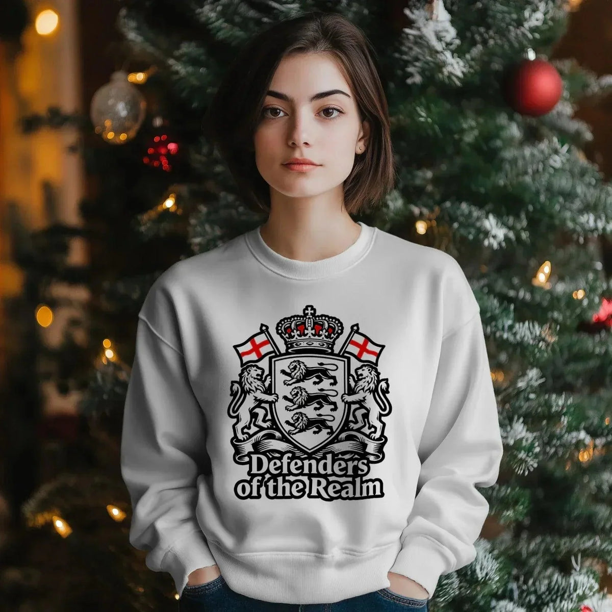 English Sweatshirt - Defenders of the Realm Crew UK Unisex - Celtic Wolfwear