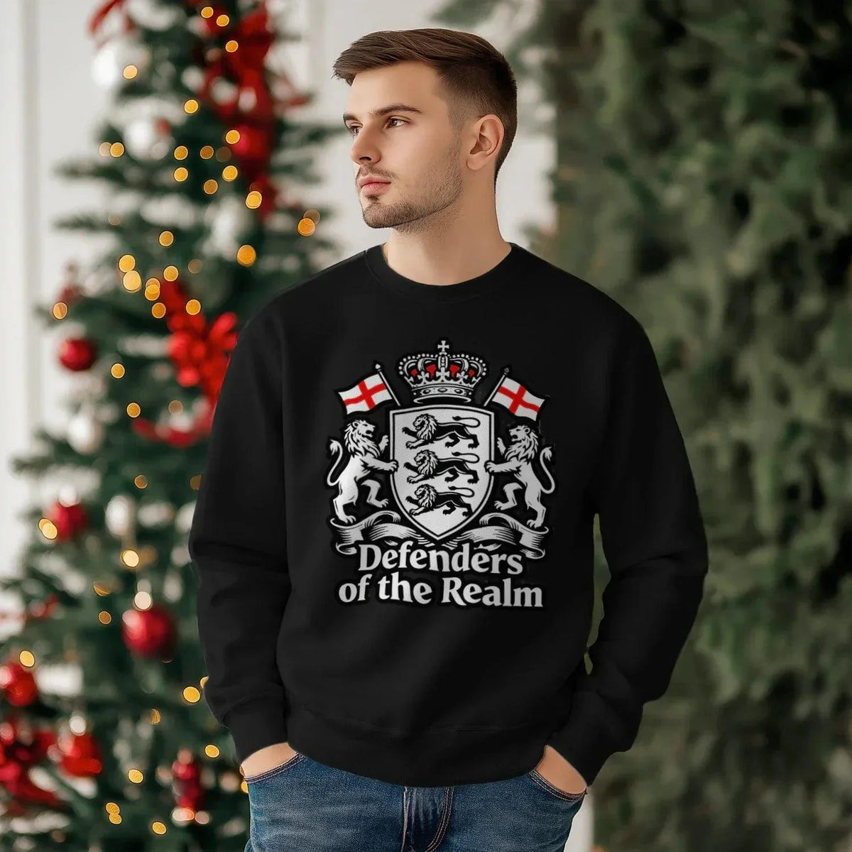English Sweatshirt - Defenders of the Realm Crew UK Unisex - Celtic Wolfwear