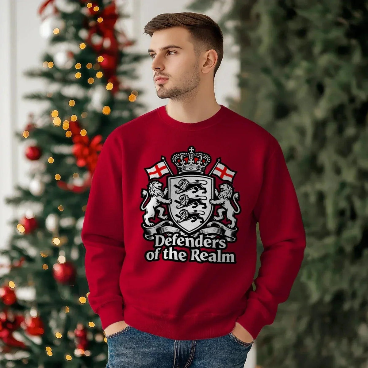 English Sweatshirt - Defenders of the Realm Crew UK Unisex - Celtic Wolfwear