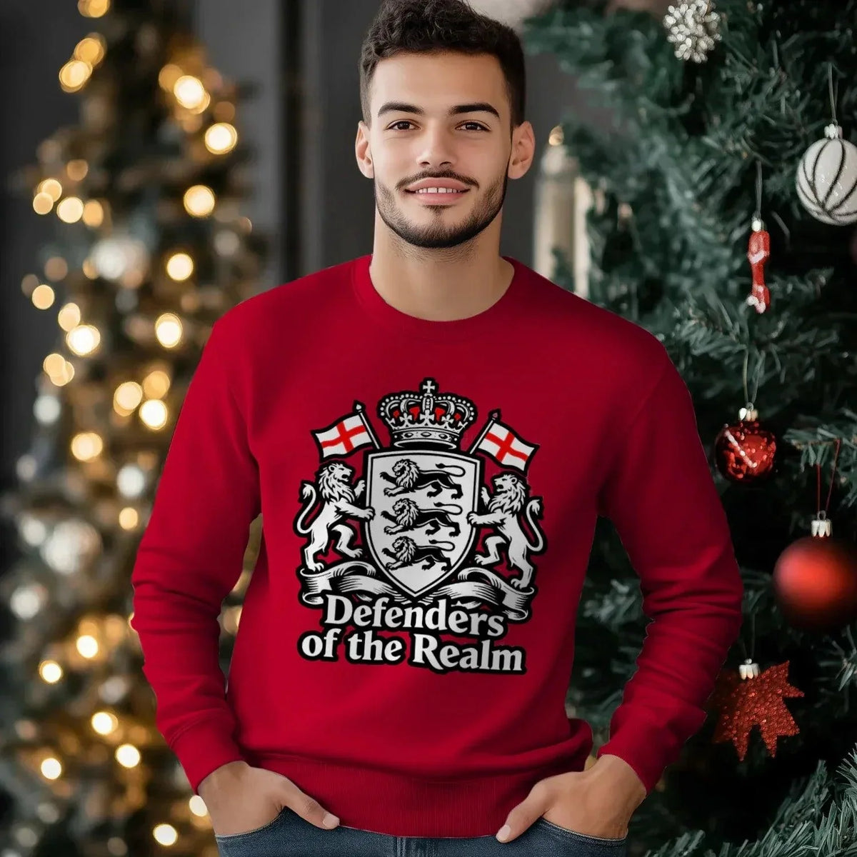 English Sweatshirt - Defenders of the Realm Crew UK Unisex - Celtic Wolfwear
