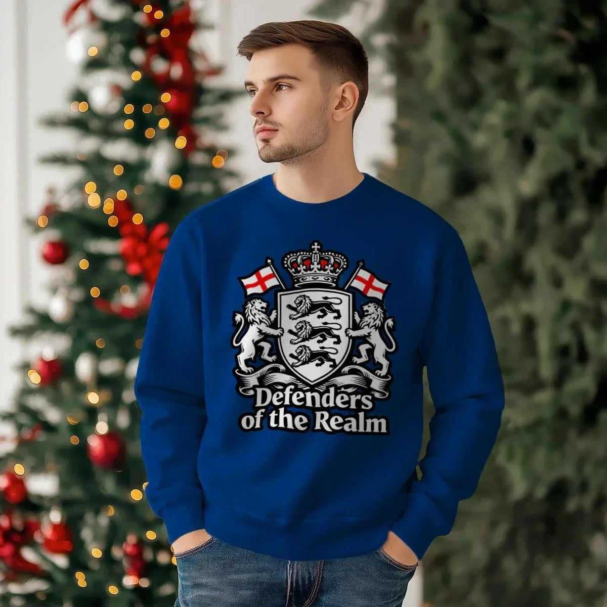 English Sweatshirt - Defenders of the Realm Crew UK Unisex - Celtic Wolfwear