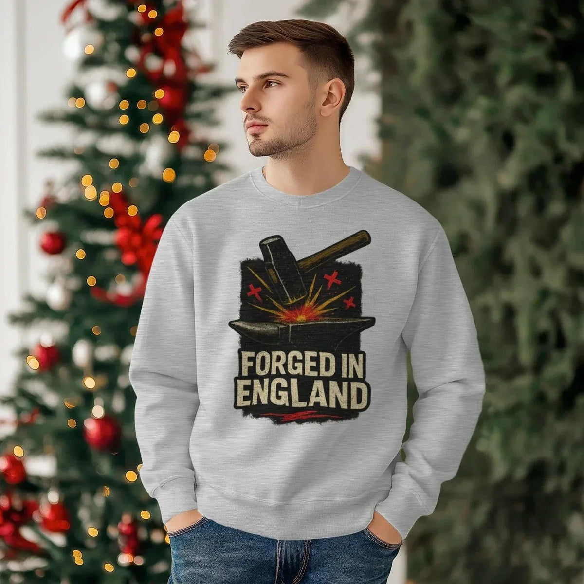 English Sweatshirt - Forged Small, Unisex Matchday Wear - Celtic Wolfwear