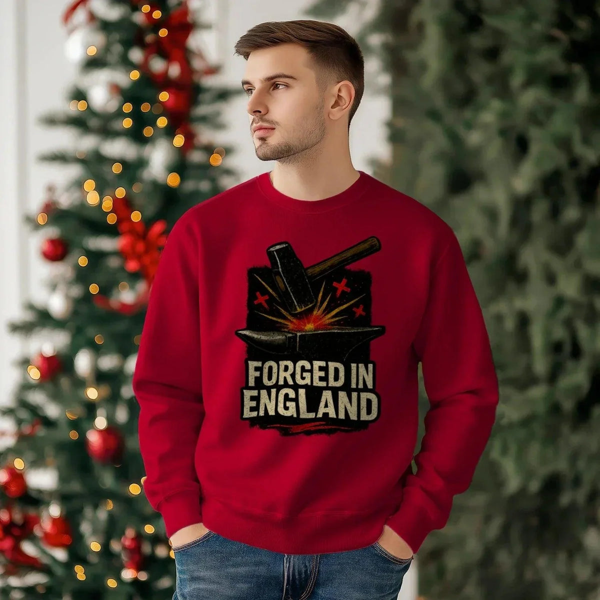 English Sweatshirt - Forged Small, Unisex Matchday Wear - Celtic Wolfwear