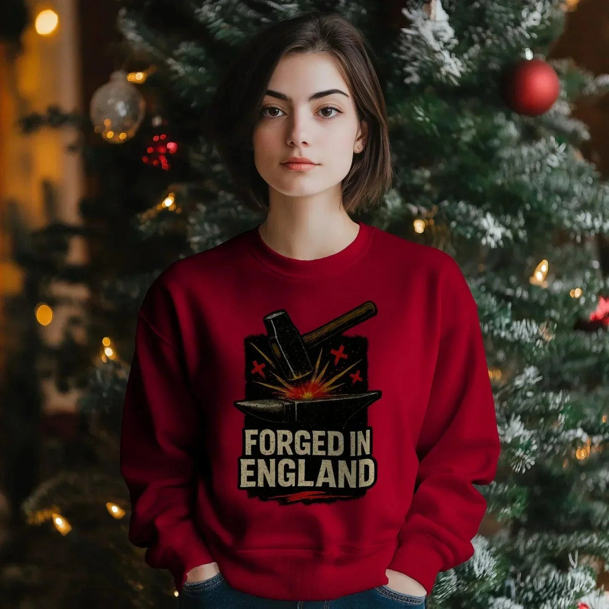 English Sweatshirt - Forged Small, Unisex Matchday Wear - Celtic Wolfwear