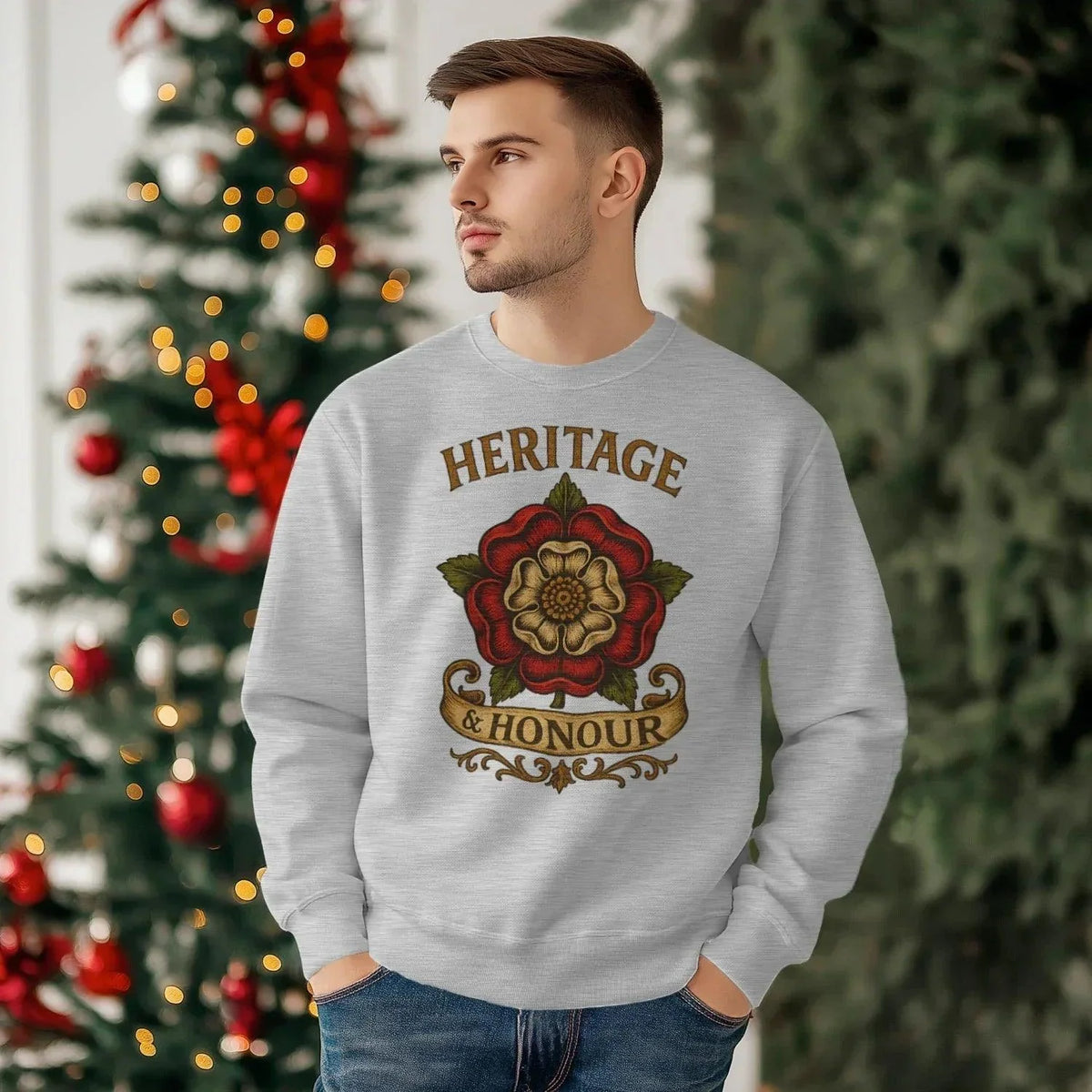 English Sweatshirt - Heritage Honour Rose Unisex Streetwear - Celtic Wolfwear