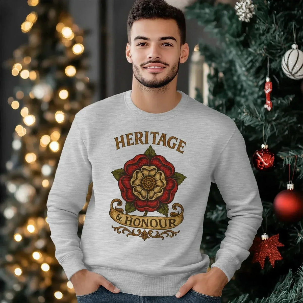 English Sweatshirt - Heritage Honour Rose Unisex Streetwear - Celtic Wolfwear