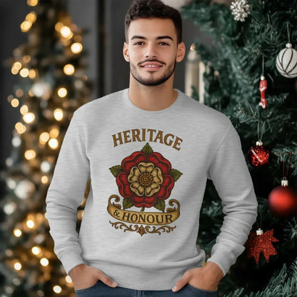 English Sweatshirt - Heritage Honour Rose Unisex Streetwear - Celtic Wolfwear